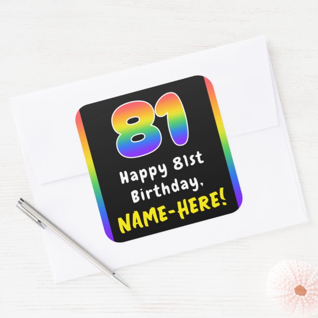 Sticker Carré 81e anniversaire : Rainbow Spectrum # 81, Nom pers (Enveloppe)