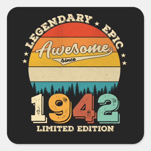 Sticker Carré 83 Ans 1942 Retro Awesome 83e anniversaire Cadeau (Devant)
