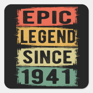 Sticker Carré 84 Ans Anniversaire 1941 Légende épique 84e annive