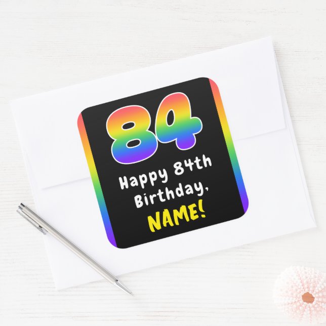 Sticker Carré 84e anniversaire : Rainbow Spectrum # 84, Nom pers (Enveloppe)