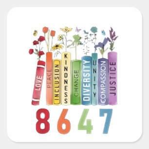 Sticker Carré 8647 Subtle Anti Trump Anti MAGA 86 47 Floral LGBT