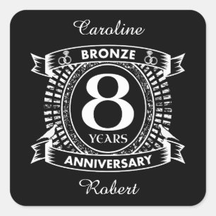 Sticker Carré 8E anniversaire mariage bronze