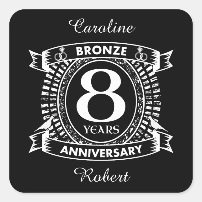 Sticker Carré 8E anniversaire mariage bronze (Devant)