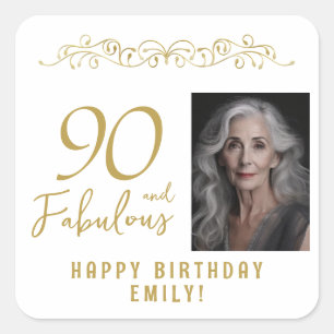 Sticker Carré 90 et fabuleux ornement d'or 90e anniversaire Phot