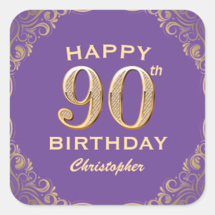 Sticker Carré 90e anniversaire de la Parties scintillant violet