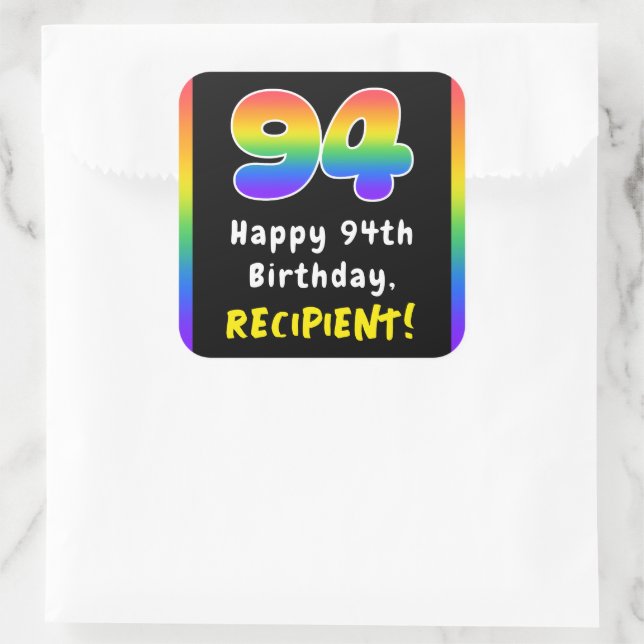 Sticker Carré 94e anniversaire : Rainbow Spectrum # 94, Nom pers (Sac)