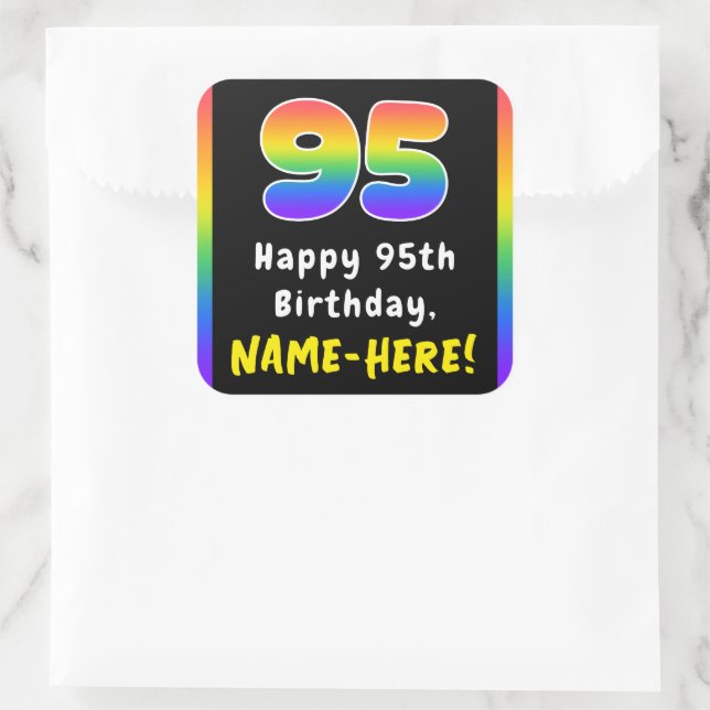 Sticker Carré 95e anniversaire : Rainbow Spectrum # 95, Nom pers (Sac)