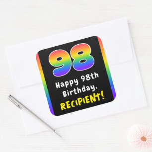 Sticker Carré 98e anniversaire : Rainbow Spectrum # 98, Nom pers