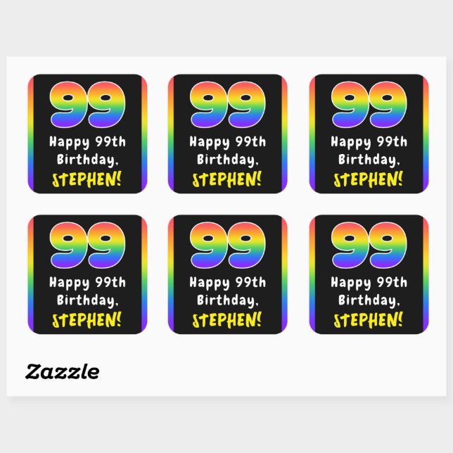 Sticker Carré 99e anniversaire : Rainbow Spectrum # 99, Nom pers (Feuille)
