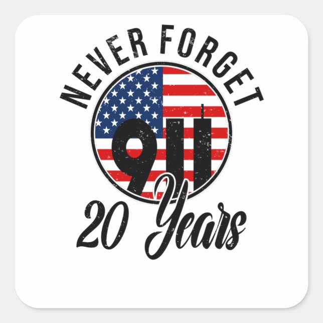 Sticker Carré 9 11 Drapeau de la Fête des Patriotes USA 11 septe (Devant)