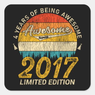 Sticker Carré 9 Ans Anniversaire Retro Magnifique 9e anniversair