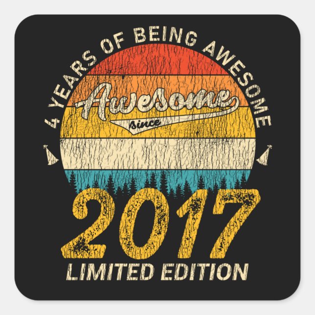 Sticker Carré 9 Ans Anniversaire Retro Magnifique 9e anniversair (Devant)