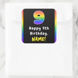 Sticker Carré 9e anniversaire : Rainbow Spectrum # 9, Nom person
