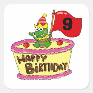 Sticker Carré 9ème joyeux anniversaire