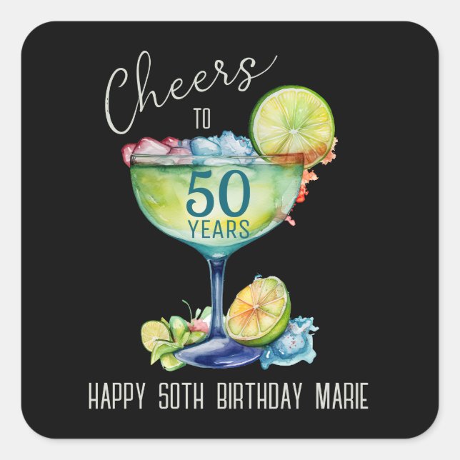 Sticker Carré À 50 ans, anniversaire de référence  (Devant)