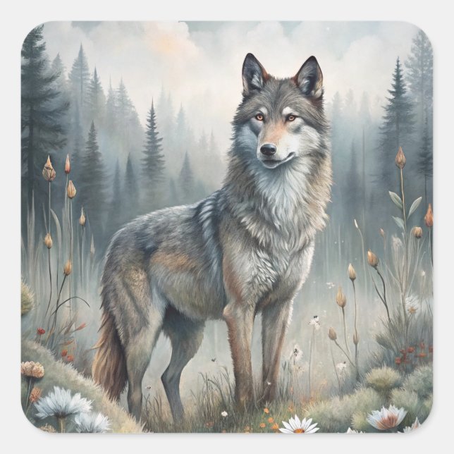 Sticker Carré A Beautiful Forest Wolf (Devant)