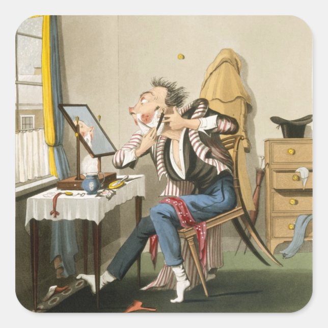 Sticker Carré A Blunt Razor, pub. par Hunt, 1827 (etchin coloré) (Devant)
