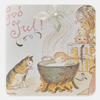 Sticker Carré A charming Scandinavian winter scene Tack Kort