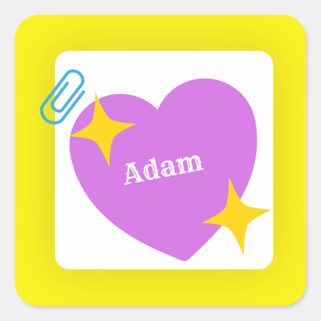 Sticker Carré à coeur violet customisé (Devant)