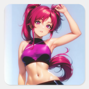 Sticker Carré A cute anime girl