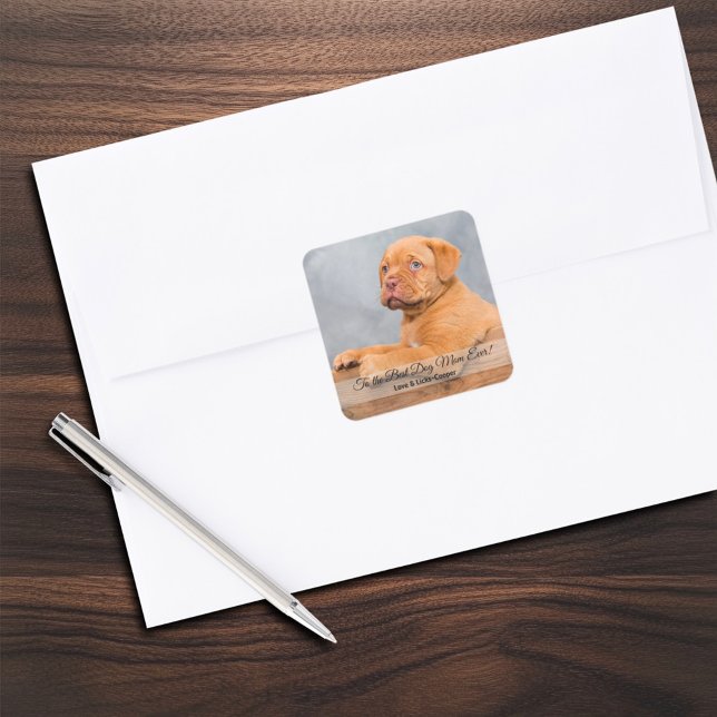 Sticker Carré À la meilleure maman de chien jamais personnalisé  (Créateur téléchargé)