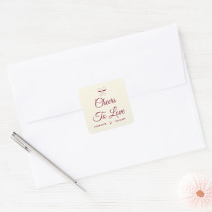 Sticker Carré À l'amour Burgundy Script Ivory Nœud Papillon Mari