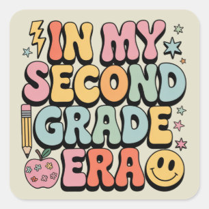 Sticker Carré À l'époque de ma deuxième année d'école 2e année E