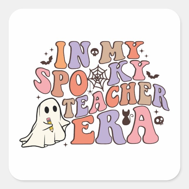 Sticker Carré À l'ère de mon enseignant Éffrayant - Enseignant H (Devant)