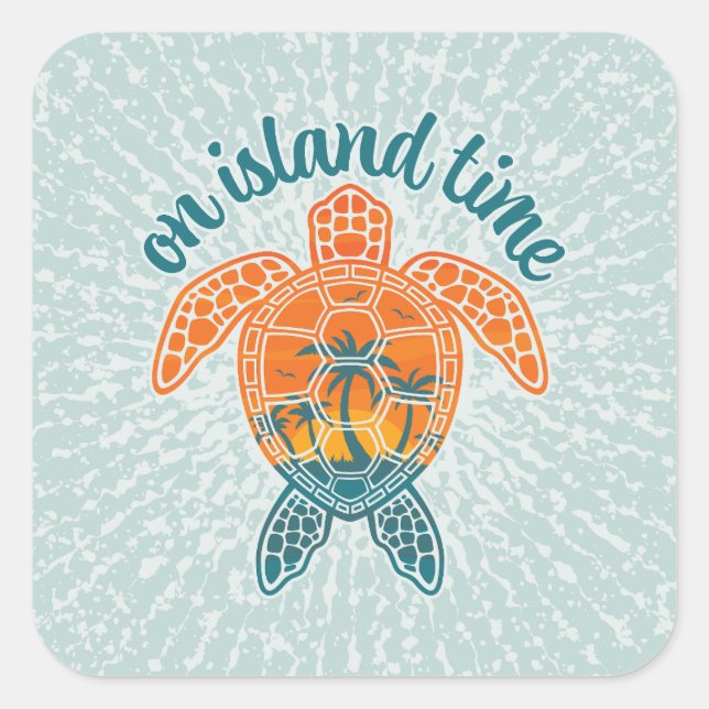 Sticker Carré À l'heure de l'île Conception de tortues de mer co (Devant)