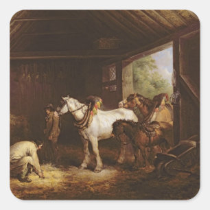 Sticker Carré À l'intérieur d'une écurie