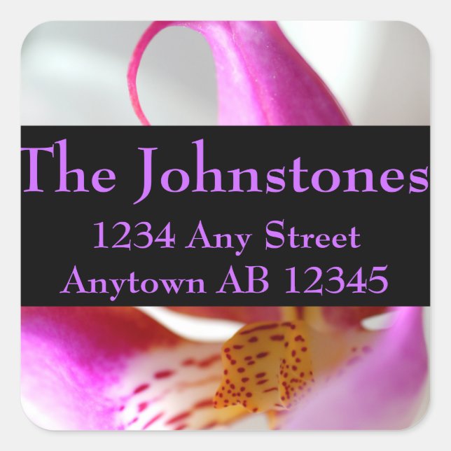 Sticker Carré À l'intérieur d'une Orchidée blanche Mariage Adres (Devant)