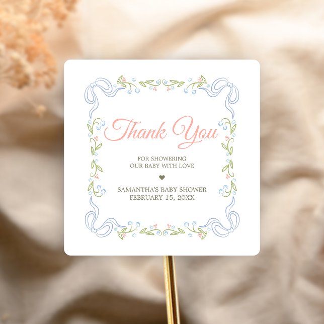 Sticker Carré A Little Wildflower Baby Shower (Wildflower Baby Shower Sticker)