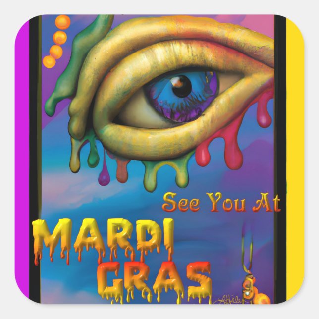 Sticker Carré À Mardi Gras Eye (Devant)