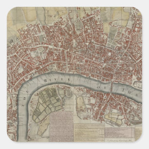 Sticker Carré A New and Exact Plan of the Cities of London and W