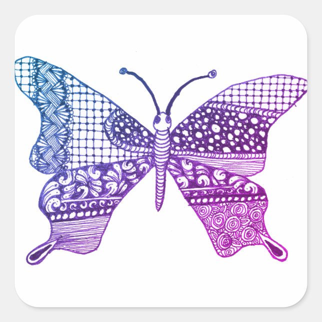 Sticker Carré à papillon Zen de couleur mignonne (Devant)