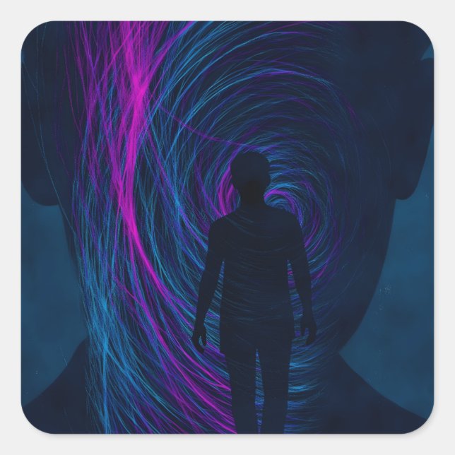 Sticker Carré  A person finds themselves lost in the algorithm (Devant)