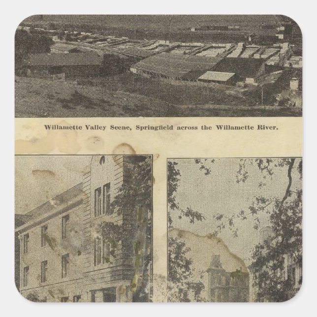 Sticker Carré À propos d'Eugene, Oregon (Devant)