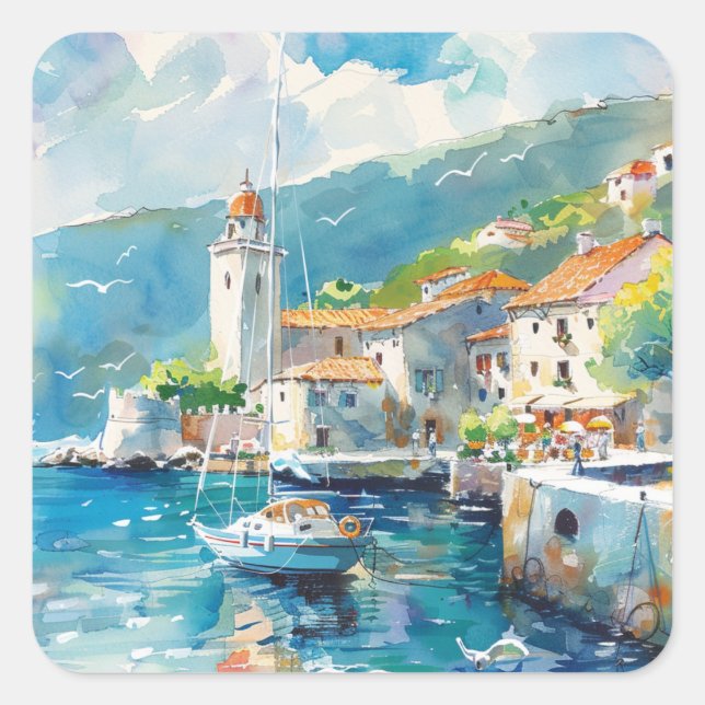 Sticker Carré A Sea Port (Devant)