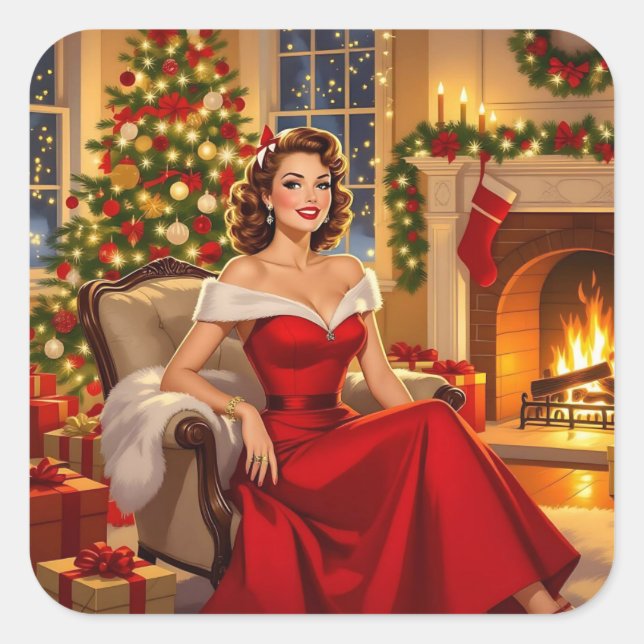 Sticker Carré A Sweet Vintage Christmas  (Devant)