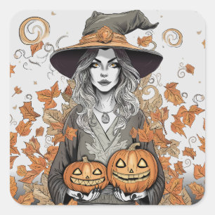 Sticker Carré A witch's love