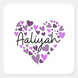 Sticker Carré Aaliyah, coeur pourpre