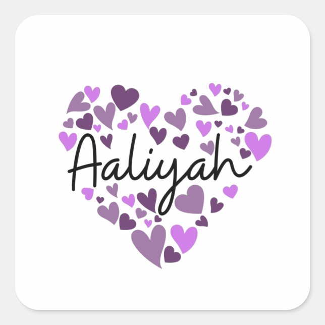 Sticker Carré Aaliyah, coeur pourpre (Devant)