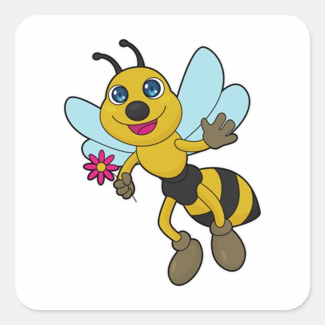 Sticker Carré Abeille à fleurs (Devant)