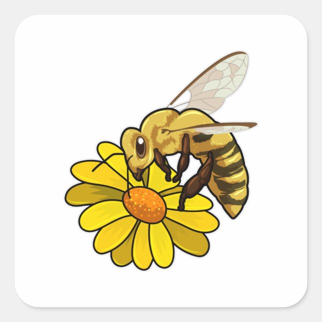Sticker Carré Abeille en fleurs (Devant)