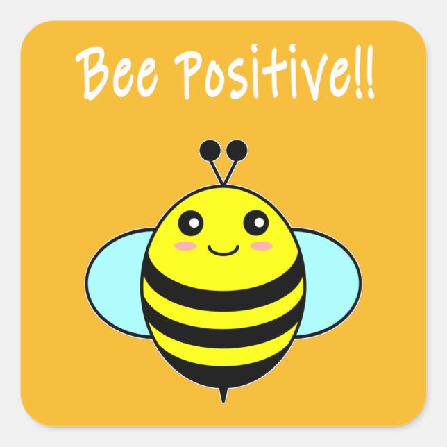 Sticker Carré Abeille Positive!! (Devant)