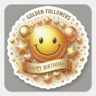 Sticker Carré Abeilles dorées Anniversaire
