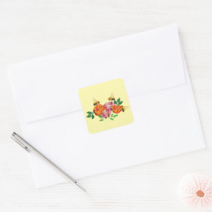 Sticker Carré Abeilles et Fleurs
