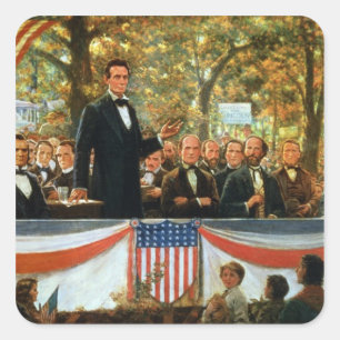 Sticker Carré Abraham Lincoln et Stephen A. Douglas