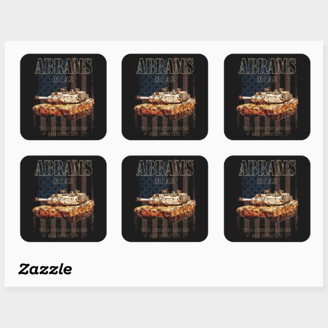 Sticker Carré Abrams M1A2 MBT États-Unis (Feuille)