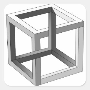 Sticker Carré Abrégé sur noir et blanc le cube 3D géométriqu